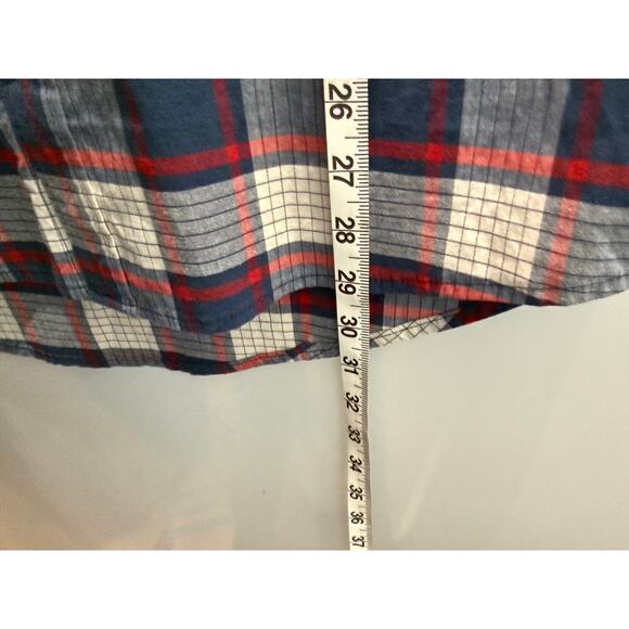 Noble Outfitters Men's Short Sleeve Button Up Shirt Plaid Blue Red Size Large - Picture 4 of 5